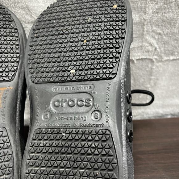 Crocs Womens Size 8 Velocity Work Black Leather Lace Up Work Shoes - Picture 10 of 10
